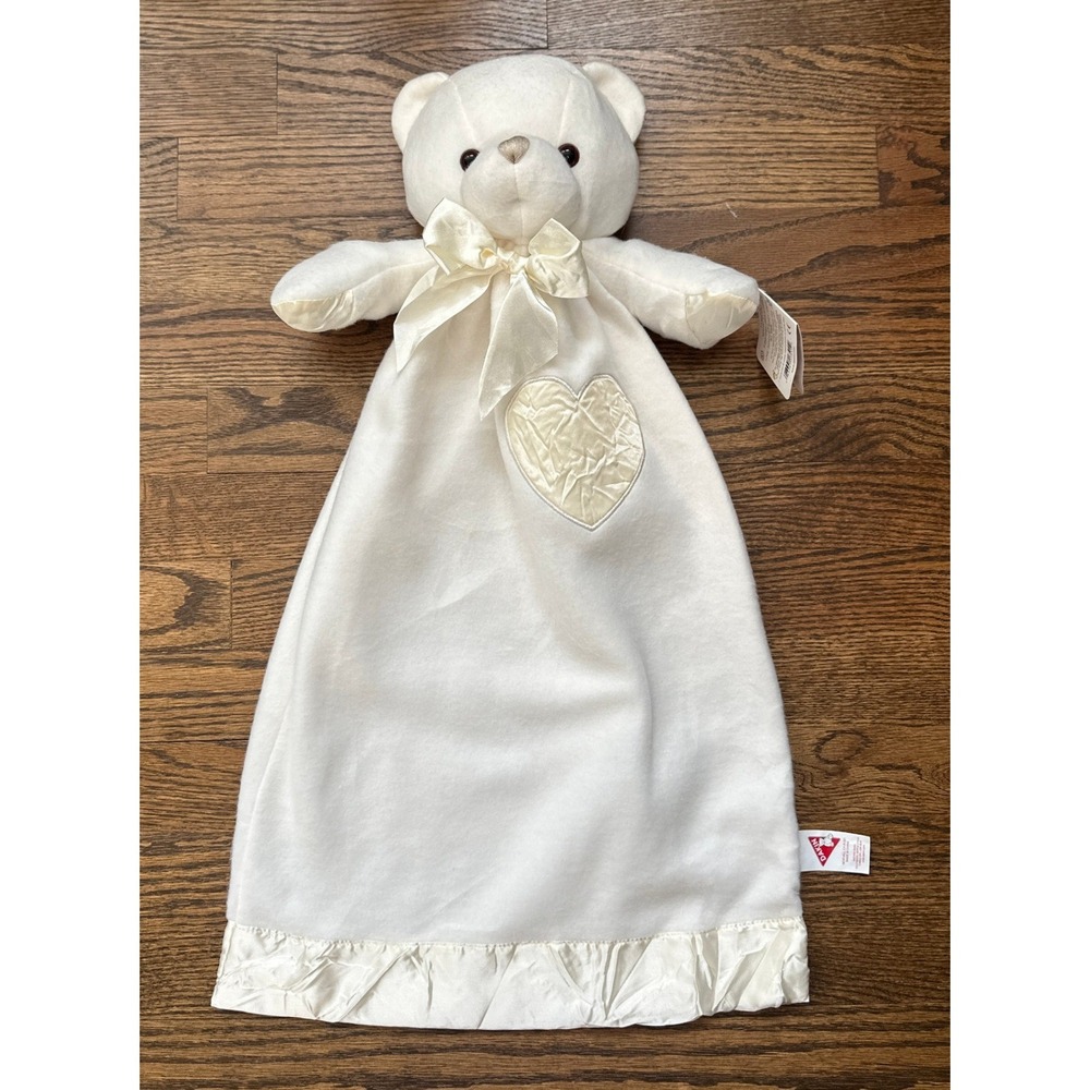 Deadstock NWT Dakin Bernhardt Bear Lovie OS Cream White Unisex Plush Satin Heart